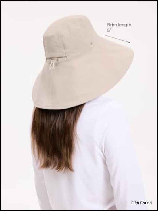 Ultra-Wide Cotton Linen Sun Hat UPF 50+ Packable Adjustable Ponytail Hole main image 6